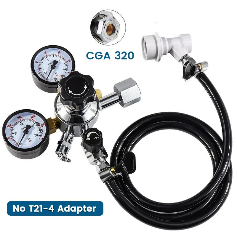 Home Brew Beer Gasleitungsbaugruppe, 5/16 Zoll PVC-Gaskohlisationsschlauch, W21,8 CO2-Regler mit Konvertierungsadapter für CO2-Gasflaschen