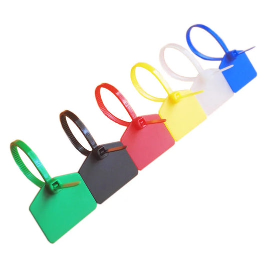 100 stücke 3*120mm Farbe Nylon Wasserdicht Etikett Krawatten Netzwerk Lock Kabelbinder Identifizierung Platte Kunststoff Dichtung Mark zeichen für Drähte