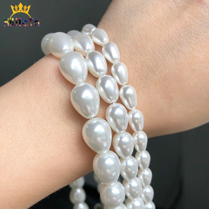 Natürliche Wasser Tropfen Perlen Weiße Shell Perlen Lose Spacer Perlen Für DIY Schmuck Machen Armband Zubehör 15'' 6*9 8*11 10*13mm