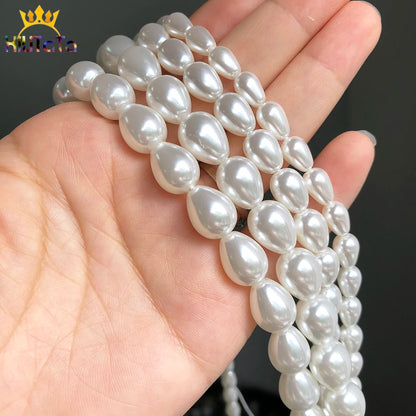 Natürliche Wasser Tropfen Perlen Weiße Shell Perlen Lose Spacer Perlen Für DIY Schmuck Machen Armband Zubehör 15'' 6*9 8*11 10*13mm