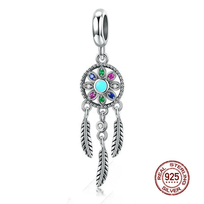 WOSTU Echt 925 Sterling Silber Herz Perlen Blume Retro Muster Charms Anhänger Fit Original DIY Armband Halskette Silber Schmuck
