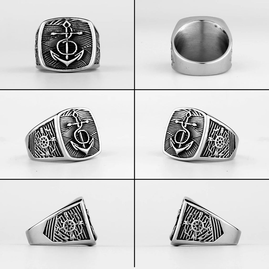 Nordic Viking Edelstahl Ring Anker Kompass Baum des Lebens Viking Rune Wolf Männer und Frauen Ring Schmuck Fabrik Großhandel