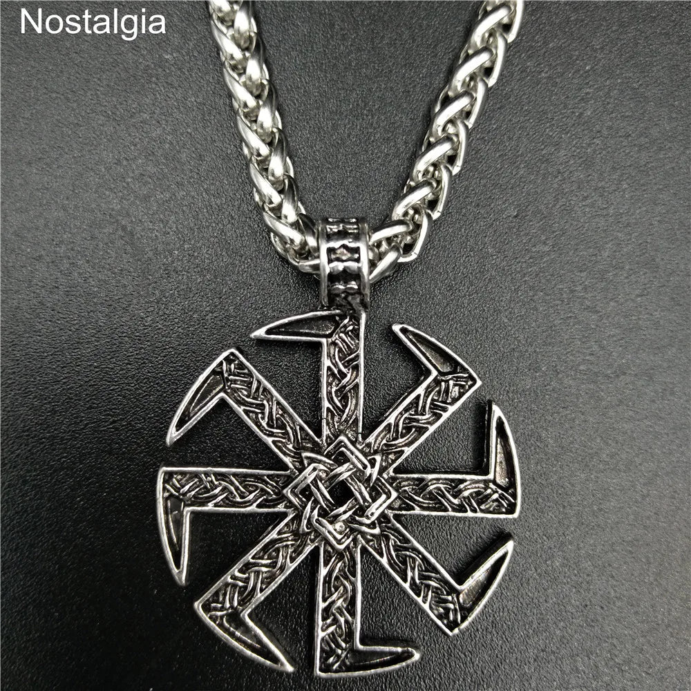 Antique Veles Symbol Weles Choker Sun of God Talisman Pendant Statement Necklace Men's Slavic Amulet Religion Viking Necklaces