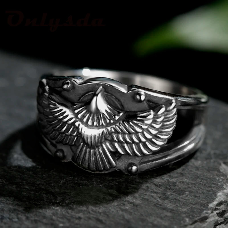 Edelstahl Männer Tier Ringe Fliegenden Adler Punk Rock Persönlichkeit für Männliche Freund Schmuck Kreativität Geschenk Anel Großhandel