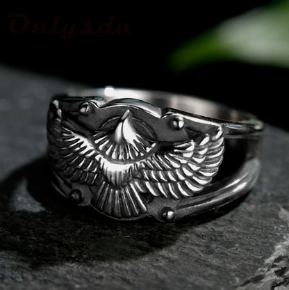 Edelstahl Männer Tier Ringe Fliegenden Adler Punk Rock Persönlichkeit für Männliche Freund Schmuck Kreativität Geschenk Anel Großhandel