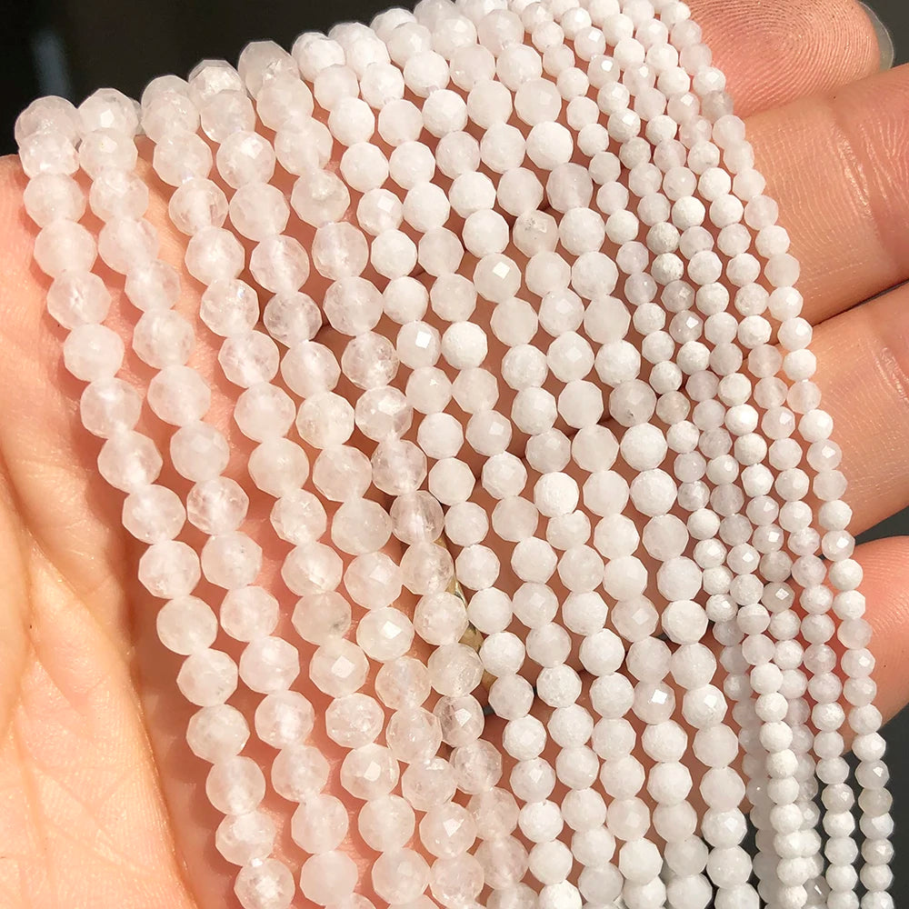 Natürlicher blauer Sandstond 2/3/4 mm facettierte lose Mineralperlen für Schmuckherstellung DIY Weihnachtsgeschenk Armbänder 15'' winziger Stein