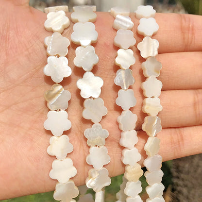 Natürliche weiße Blume, Pflaumenmuschel, Perlmutt, lose Distanzperlen für Schmuckherstellung, DIY, handgefertigtes Armband, Halskette, 6, 8, 10 mm
