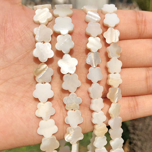 Natürliche weiße Blume, Pflaumenmuschel, Perlmutt, lose Distanzperlen für Schmuckherstellung, DIY, handgefertigtes Armband, Halskette, 6, 8, 10 mm