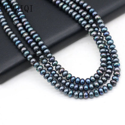 LVQIQI Natürliche Süßwasser Perle Oblate Schwarz Perlen Lose Perlen Für Schmuck Machen DIY Charm Armband Halskette Ohrring Zubehör