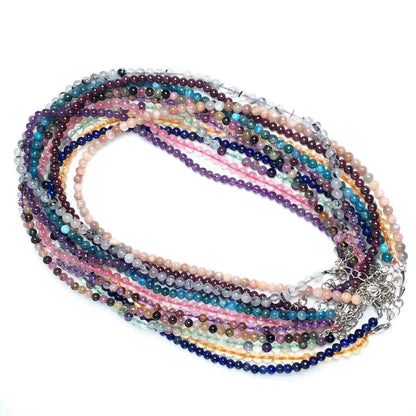 Natürliche 4mm Fluorit Amethyst Sonnenstein Apatit Quarz Perlen Halskette mehrere Farben Geschenke für Mädchen Mode Armband Halsband