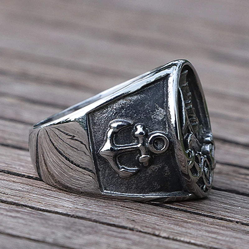 Nordic Segelboot Piraten Ring Für Männer 316L Edelstahl Biker Viking Ring Männer Frauen Kompass Anker Ringe Mode Schmuck Geschenk