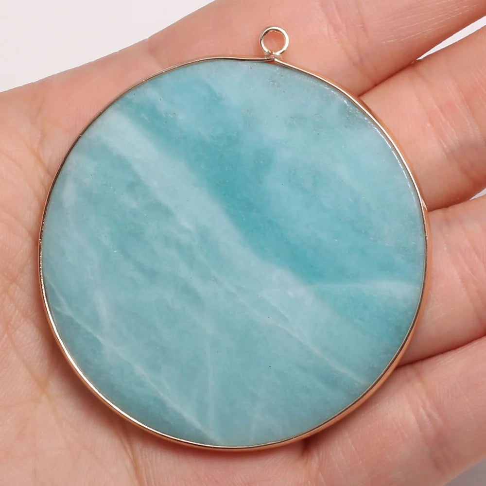 Natürliche Stein Achate Anhänger Disc Form Quarz Kristall Charms Anhänger Für DIY Schmuck Machen Halskette Zubehör Größe 50x55mm