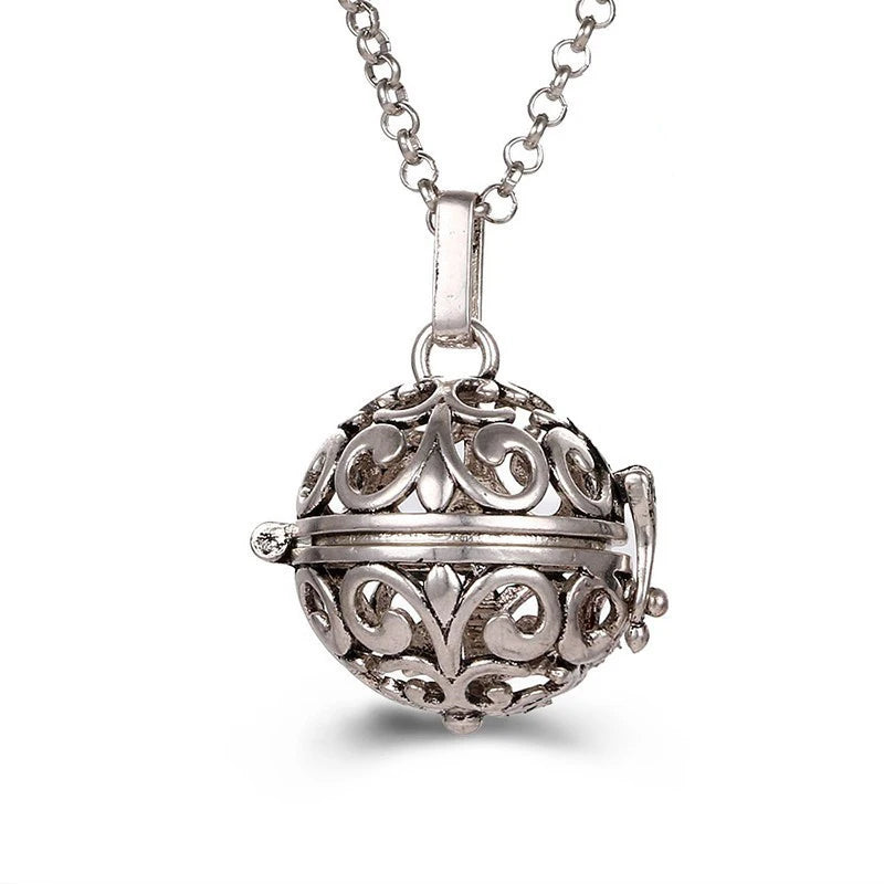 2020 beliebte Multi-Stile hohle Vintage-Halskette Schmuck Musik Ball Schwangerschaft Glocke Halskette Aroma ätherisches Öl Medaillon Anhänger