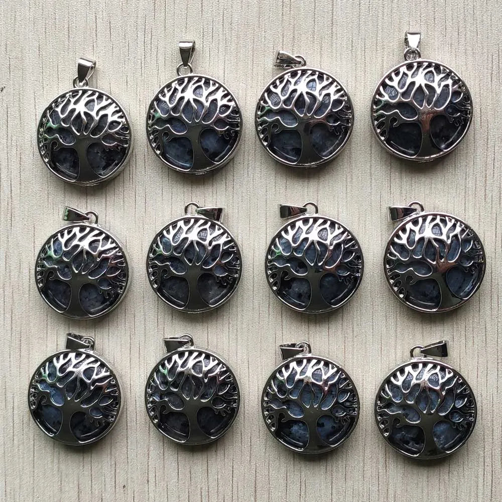 Großhandel 12 teile/los mode naturstein legierung baum des lebens mix Anhänger für halsketten schmuck zubehör machen schnelle versand