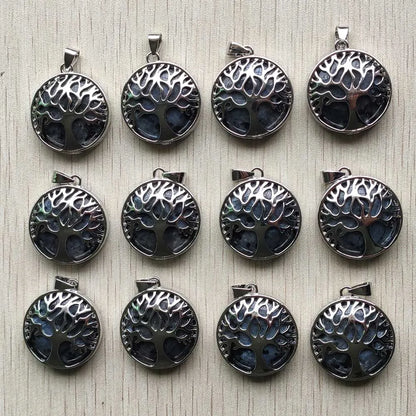 Großhandel 12 teile/los mode naturstein legierung baum des lebens mix Anhänger für halsketten schmuck zubehör machen schnelle versand