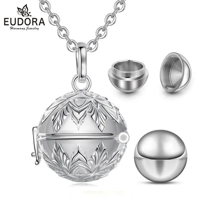 Eudora Urne Einäscherung Anhänger 18mm Lotus geöffnet Käfig Medaillon Asche Halter Andenken Kapsel Halskette Glockenspiel Ball DIY feinen Schmuck k408