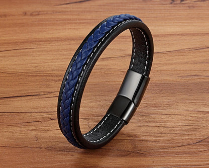 TYO Stainless Steel Leather Bangles Magnetic Clasp Braided Trendy Men Bracelet Wristband Charm Male Wrist Band Gifts Wholesale