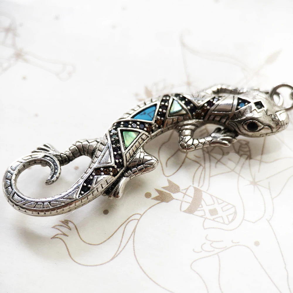 Lizard Anhänger Charme 925 Sterling Silber Türkis Geschenk Glück Schmuck Für Frauen Männer