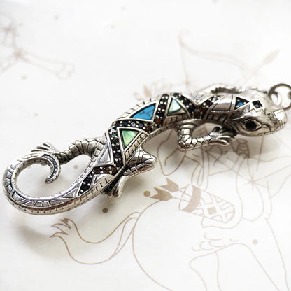 Lizard Anhänger Charme 925 Sterling Silber Türkis Geschenk Glück Schmuck Für Frauen Männer