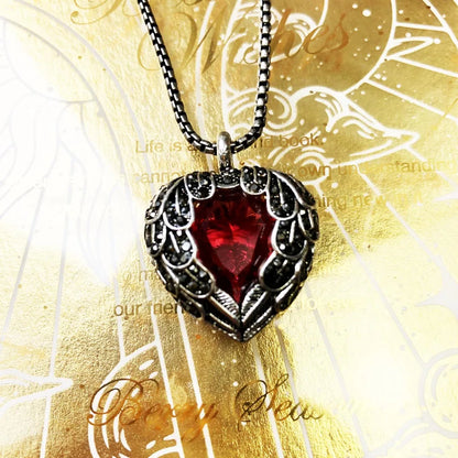 Anhänger Halskette Rot Winged Herz Marke Link Kette Mode Schmuck Europa Stil 925 Stering Silber Geschenk Für Frauen