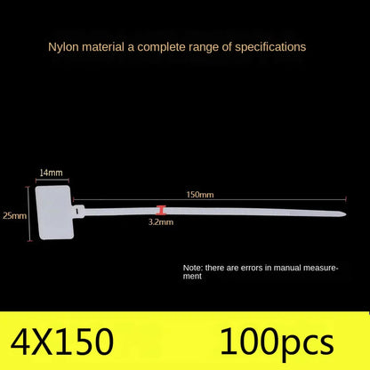 100 Stück Kabelbinder zum Schreiben von Draht, Stromkabel, Etiketten, Markierungsetiketten, Nylon, selbstsichernde Krawatte, Netzwerkkabel, Markierungskabel, Drahtband, Reißverschluss