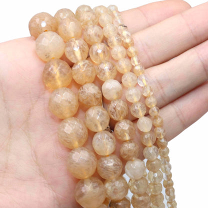 Naturstein Facettierte Gelbe Citrin Quarz Spacer Perlen Für Schmuck Machen DIY Armband Halskette Zubehör 4/6/8/10/12mm