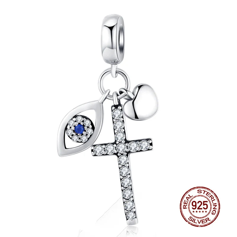 WOSTU Echt 925 Sterling Silber Herz Perlen Blume Retro Muster Charms Anhänger Fit Original DIY Armband Halskette Silber Schmuck