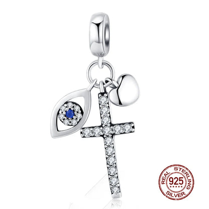 WOSTU Echt 925 Sterling Silber Herz Perlen Blume Retro Muster Charms Anhänger Fit Original DIY Armband Halskette Silber Schmuck