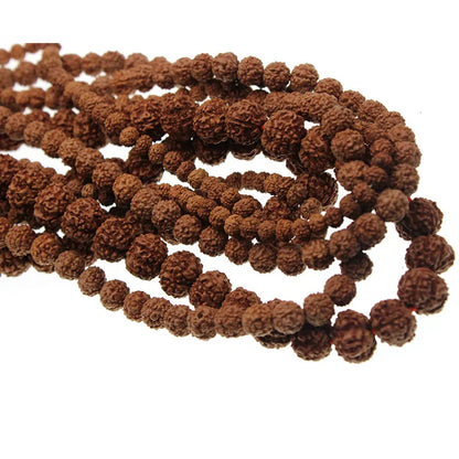 Natürliche Rudraksha Mala 108 Perlen Holz Spacer Perle 6, 8, 10, 12 mm Gebet buddhistisch für Halsketten Schmuckherstellung Armband Zubehör