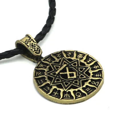 Antique Veles Symbol Weles Choker Sun of God Talisman Pendant Statement Necklace Men's Slavic Amulet Religion Viking Necklaces