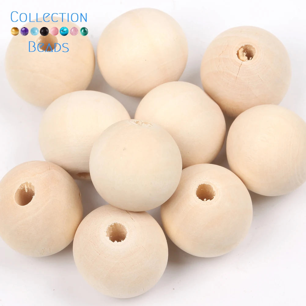 4-50mm 1-1000 Stück natürliche Holzperlen runde Abstandshalter Holzperle bleifreie Kugeln Charms DIY für Schmuckherstellung handgefertigte Accessoires