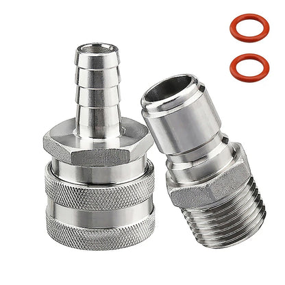 1/2" NPT Bier-Schnelltrennset, 1/2" Barb 304 Edelstahl Schnelltrennset Moonshine Fitting Connectors HomeBrewing