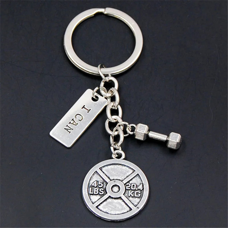 1pc Stärke Sport Hantel Hantel Charme Gewicht Fitness Mit Worten Gym Crossfit Schlüsselring Geschenke Für Mann