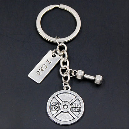 1pc Stärke Sport Hantel Hantel Charme Gewicht Fitness Mit Worten Gym Crossfit Schlüsselring Geschenke Für Mann