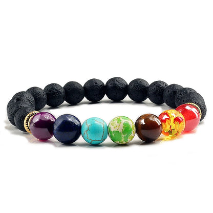 7-Chakra-Perlen, natürliches Lava-Tigerauge-Stein-Armband für Damen und Herren, Heilung, Gleichgewichtstherapie, Armbänder, Schmuck, Gebet, verstellbar