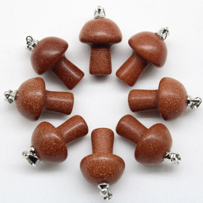 15 stücke Natürliche Stein Anhänger Quarz Kristall Amethyst Achate Aventurin Pilz Stein Anhänger für DIY Machen Zubehör
