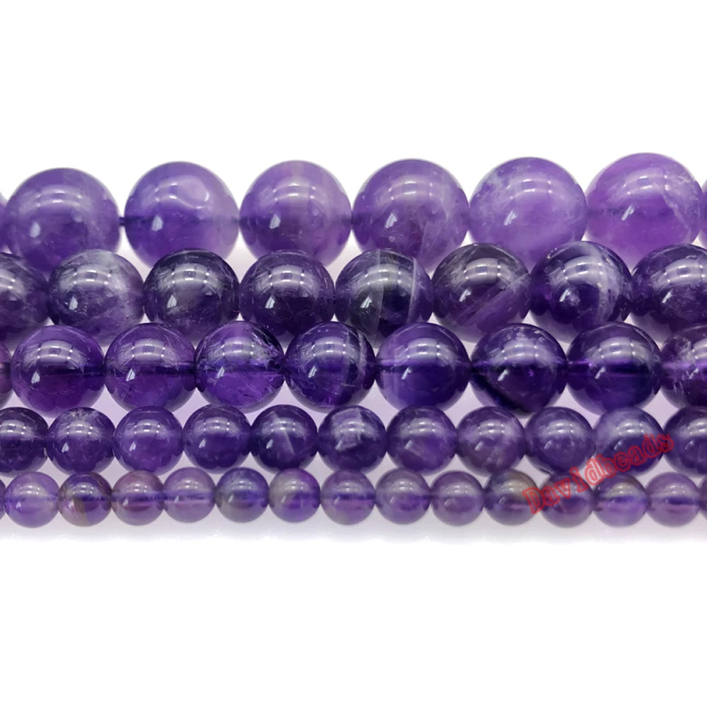 Naturstein Bergkristall AAAA Qualität Lila Amethysten Kristalle Runde Lose Perlen 4 6 8 10 12 MM Diy Perlen für Schmuckherstellung