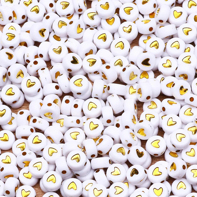 7mm Weißgold Farbe Mix Buchstaben Acryl Perlen Runde Flache Alphabet Lose Perlen Für Schmuck Handgemachte Diy Armband Halskette