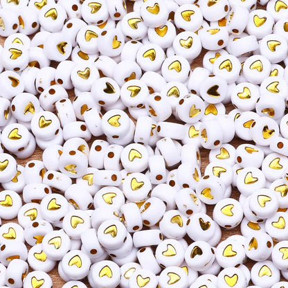 7mm Weißgold Farbe Mix Buchstaben Acryl Perlen Runde Flache Alphabet Lose Perlen Für Schmuck Handgemachte Diy Armband Halskette
