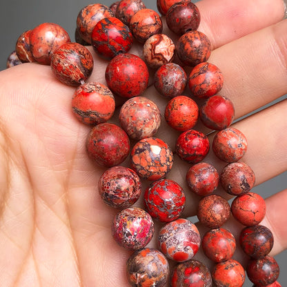 6 8 10mm Naturstein Rotes Meer Sediment Jaspis Perlen Für Schmuck DIY Machen Runde Lose Spacer Perlen Armband zubehör 15''