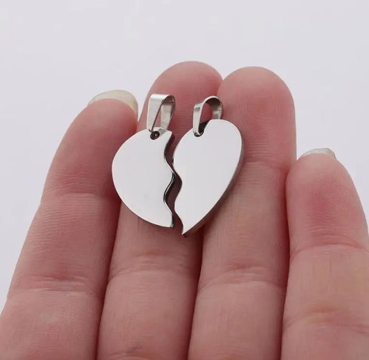 20 pieces 100% high-gloss polished stainless steel heart blank puzzle charm pendants, broken heart charm pendants, high-gloss polished, wholesale