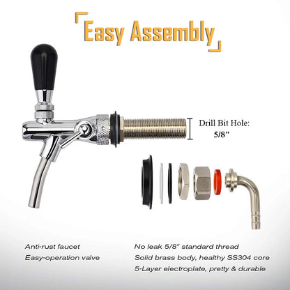 Hause Brauen Bier Wasserhahn, 100mm/120mm Lange Schaft Einstellbare Fassbier Wasserhahn Wasserhahn Kegerator Wasserhahn Spender bar Wein Werkzeuge, Großhandel