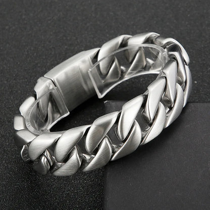 20/26/31MM 316L Edelstahl Curb Kubanisches Armband Riesige Schwere Silber Farbe Ton Schmuck Herren Frauen Biker Bike Kette Armbänder