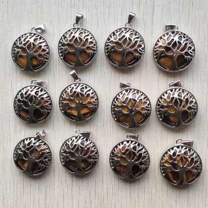 Großhandel 12 teile/los mode naturstein legierung baum des lebens mix Anhänger für halsketten schmuck zubehör machen schnelle versand