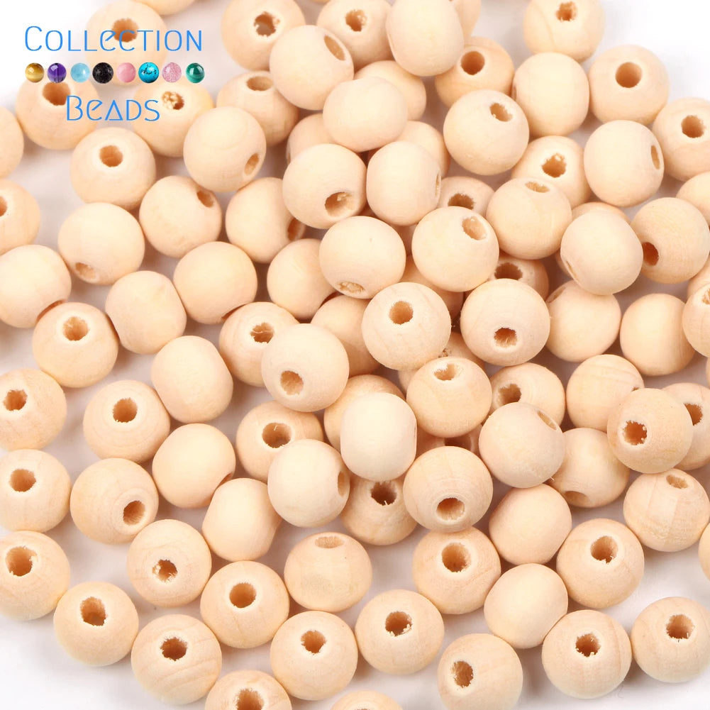 4-50mm 1-1000 Stück natürliche Holzperlen runde Abstandshalter Holzperle bleifreie Kugeln Charms DIY für Schmuckherstellung handgefertigte Accessoires