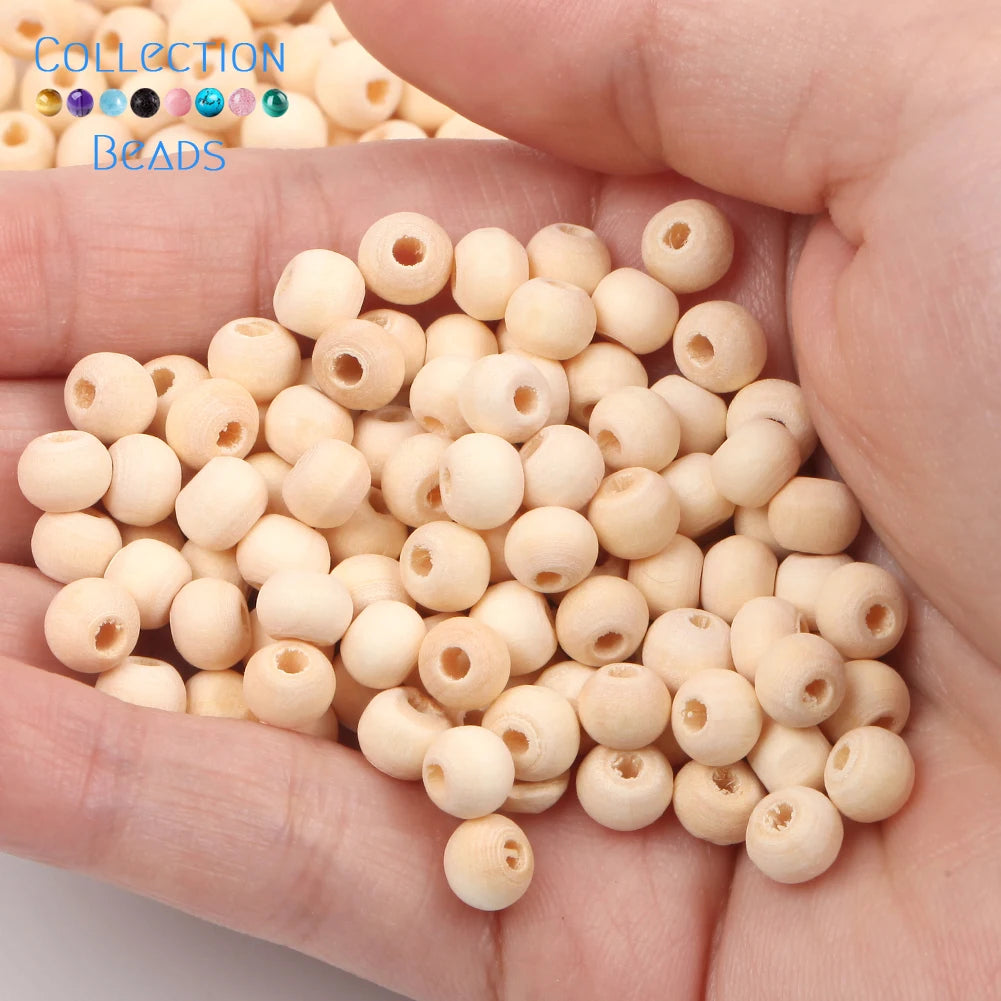 4-50mm 1-1000 Stück natürliche Holzperlen runde Abstandshalter Holzperle bleifreie Kugeln Charms DIY für Schmuckherstellung handgefertigte Accessoires