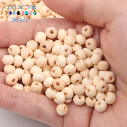 4-50mm 1-1000 Stück natürliche Holzperlen runde Abstandshalter Holzperle bleifreie Kugeln Charms DIY für Schmuckherstellung handgefertigte Accessoires