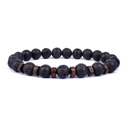 Vulkanstein-Armband für Männer, Lava-Holz, 8 mm Perlen, Armband, tibetischer Buddha, Handgelenkkette, Damen- und Herrenschmuck, Geschenk, neue Armbänder