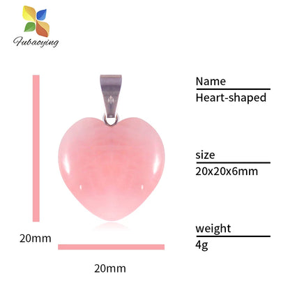 Rosenquarz Kristall Halskette Naturstein Herz Anhänger Mode Perlen 20mm Für DIY Schmuck Machen Edelsteine Kostenloser Versand