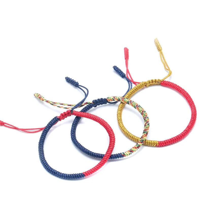 Multicolored Thread Bracelet, Tibetan Buddhism, Love, Lucky Charm, Tibetan Bracelets and Bangles for Women and Men, Handmade Knotted Rope